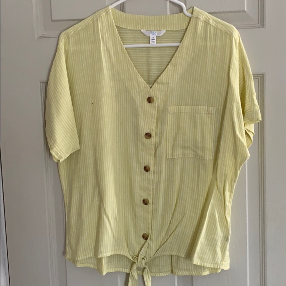 Yellow and white button down with real tie